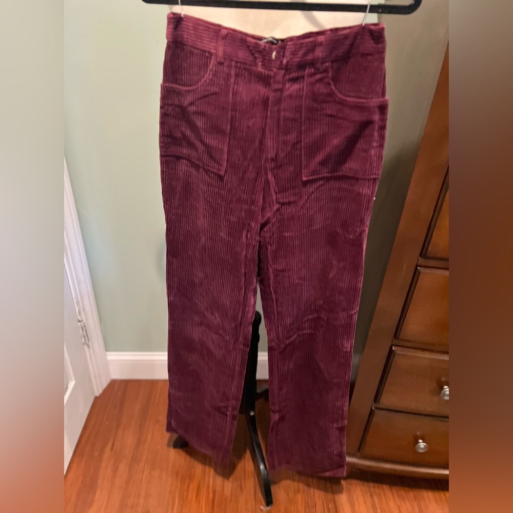 Zara Maroon Corduroy Trousers